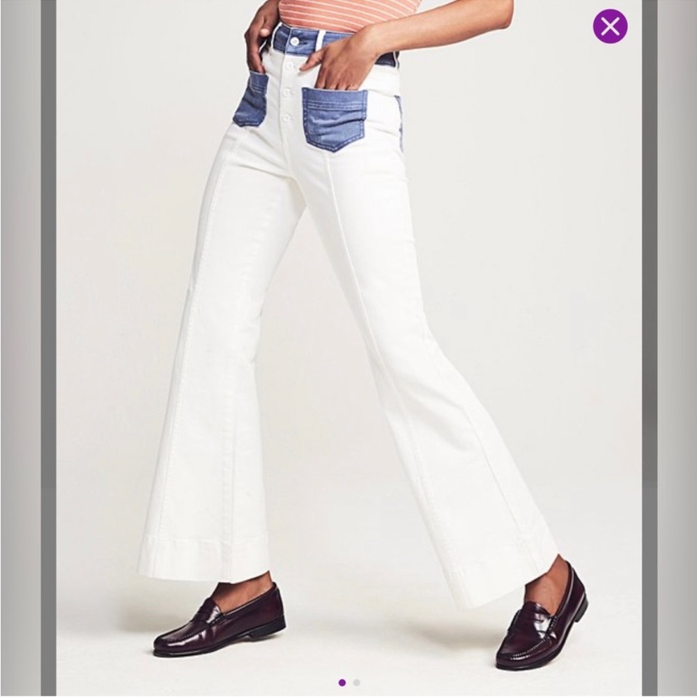 Faherty Lou Lou white with blue denim flare jeans